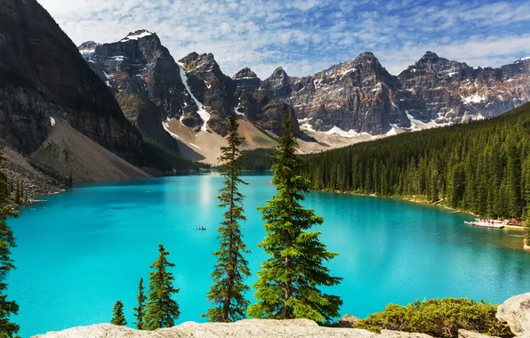 Picture forest, lake, Canada, landscape, lake, Banff National park, Moraine