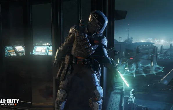 Night, gun, mechs, Call of Duty: Black Ops 3, hero soldier