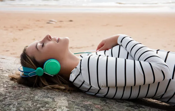 Sand, sea, beach, the sun, pose, model, portrait, makeup