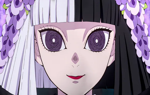 Eyes, girl, smile, anime, hairstyle, anime, high quality, gloomy