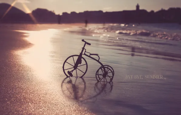 Sea, sunset, bike