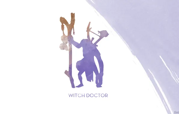 Picture minimalism, silhouette, art, staff, Dota 2, Witch Doctor