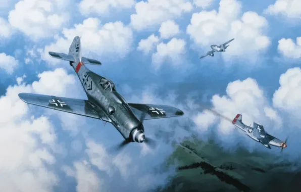 Picture aviation, ww2, painting, airplane, art, aircraft, drawing, P 51 D