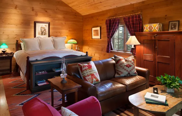 Tree, interior, bedroom, country house