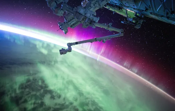Earth, orbit, Northern lights, ISS