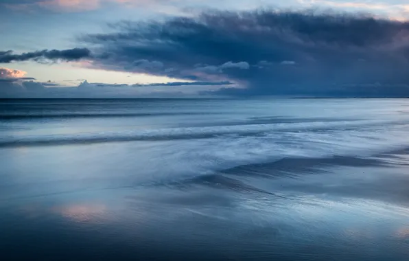 The sky, clouds, clouds, shore, England, the evening, surf, UK