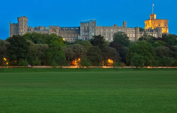 Picture field, grass, England, Berkshire, Windsor castle