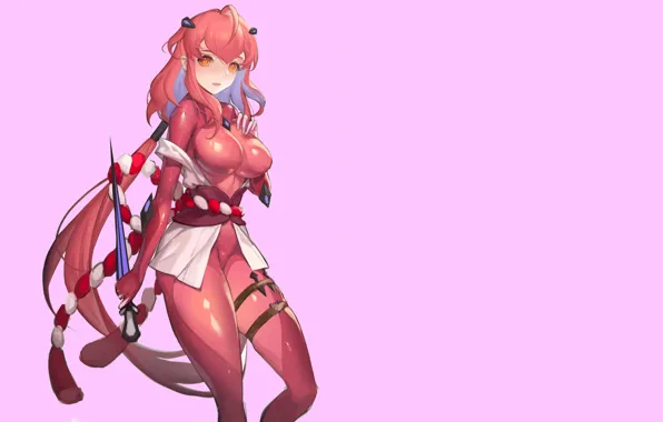 Red, girl, sexy, boobs, anime, babe, shinobi, oppai