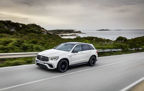 Road, coast, Mercedes-Benz, speed, AMG, crossover, GLC, 2020