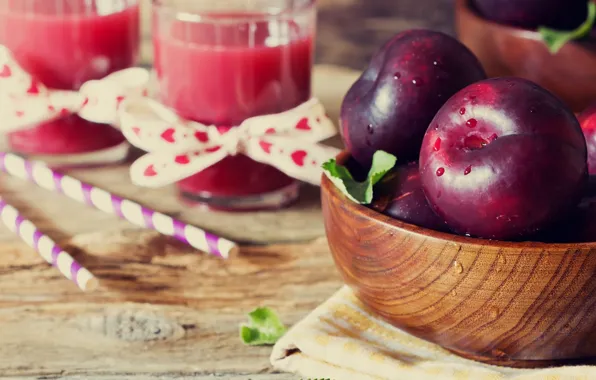 Picture leaves, water, drops, apples, towel, juice, glasses, bowl