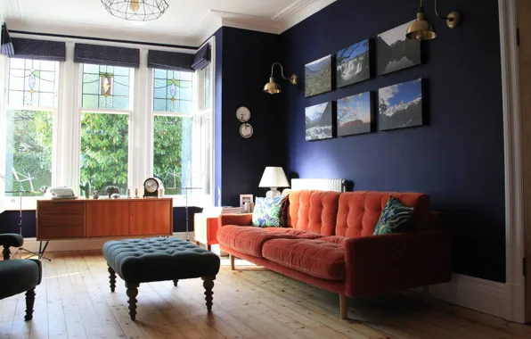 Design, room, interior, retro style, Oxford, Oxford, Blue drawing room, fresh start living