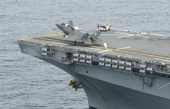 Picture fighter, deck, American, the rise, unique, USS Wasp LHD1, amphibious assault ship, F-35B Lightning II