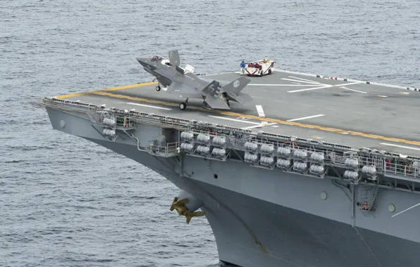 Fighter, deck, American, the rise, unique, USS Wasp LHD1, amphibious assault ship, F-35B Lightning II