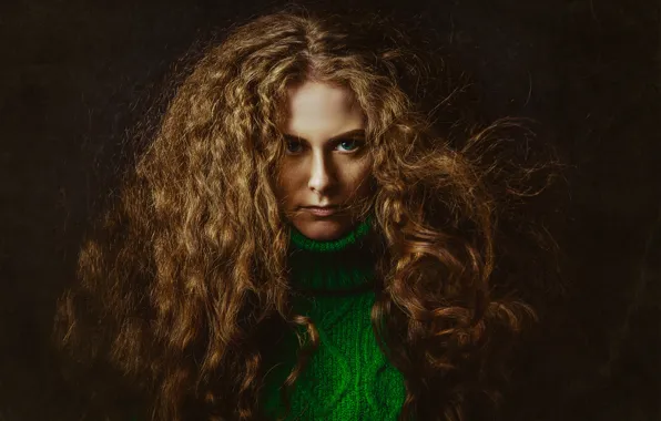 Picture look, model, portrait, makeup, hairstyle, brown hair, twilight, curls