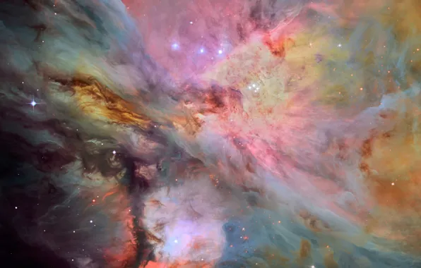 Picture space, stars, The Orion Nebula, M 42, Messier 42, glowing emission nebula