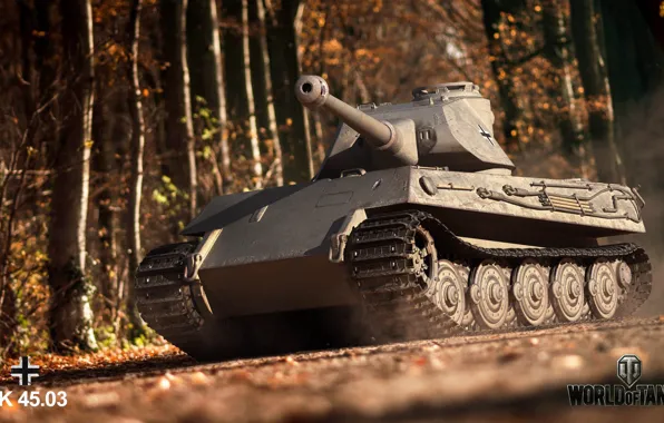 Picture Autumn, Tiger, Trees, Germany, Tank, Germany, World of Tanks, Wot