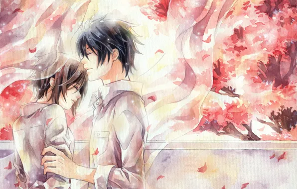 Picture anime, art, watercolor, pair, date
