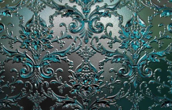 Metal, pattern, Shine, texture, ornament, blue background, relief, chasing