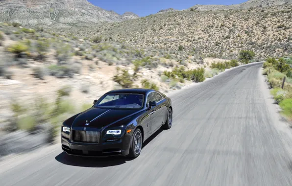 Picture auto, black, speed, Rolls-Royce, black, speed, rolls-Royce, Wraith
