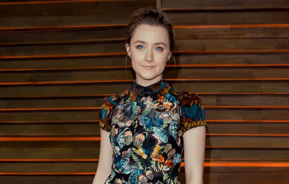 Eyes, look, girl, smile, dress, actress, blonde, Saoirse Ronan