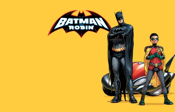 Picture batman, characters, the Batmobile, comic, super heroes, dc comics, Robin, Batman