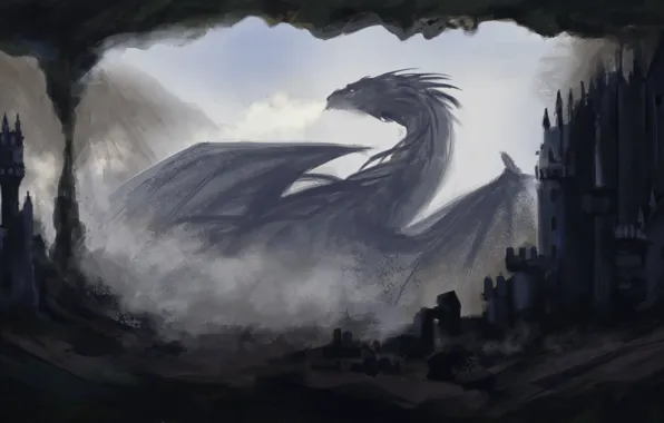 Darkness, dragon, home, fantasy, art, profile
