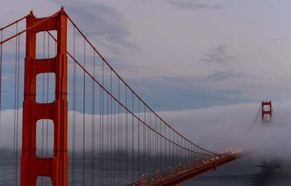 Bridge, fog, CA, San Francisco, Golden gate