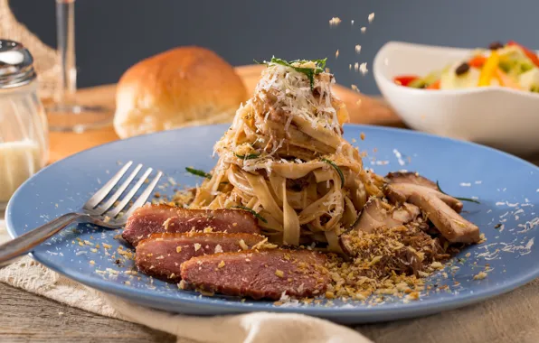 Meat, dish, noodles