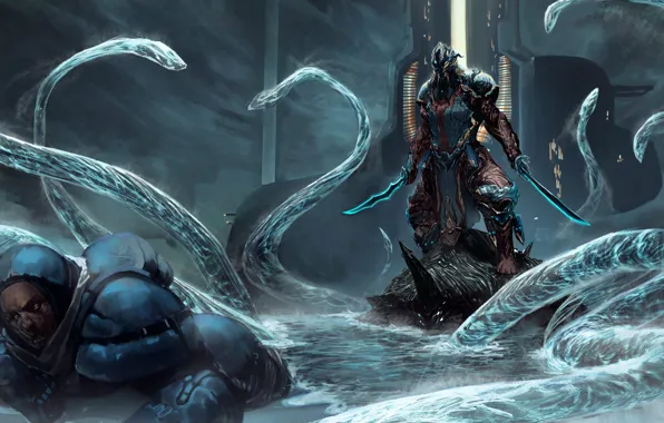 Lake, the game, people, the suit, warrior, art, monsters, creatures