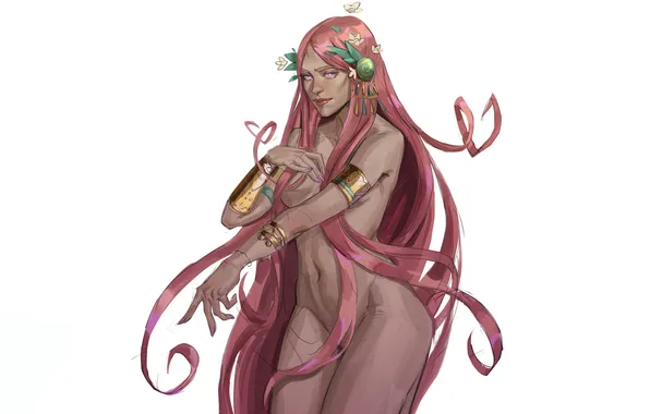 Girl, sexy, pink hair, long hair, boobs, sexy girl, anime, beautiful