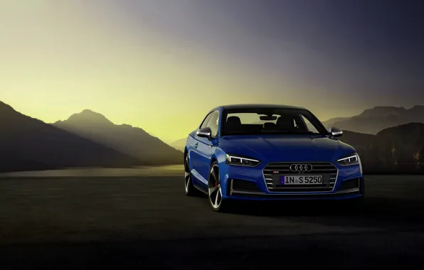 Picture mountains, blue, Audi, coupe, Audi A5, Coupe, Audi S5, 2019