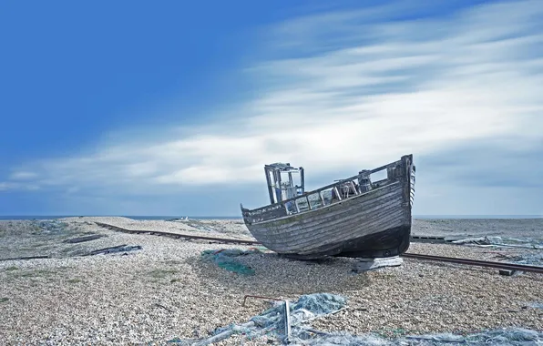 Network, pebbles, coast, Barkas