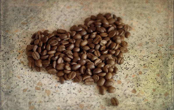 Heart, coffee, grain, coffee