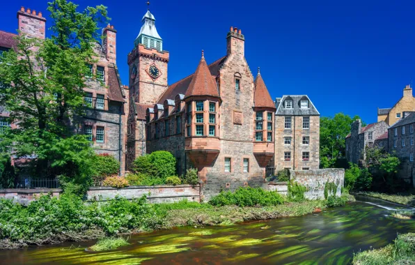 River, building, home, Scotland, Scotland, Edinburgh, Edinburgh, Dean Village