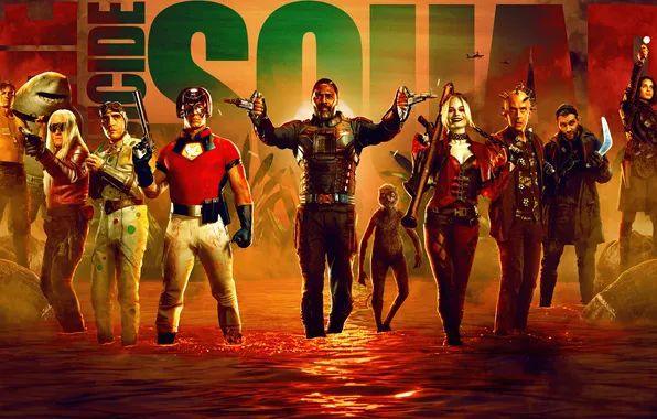 Fiction, shark, poster, characters, comic, Idris Elba, Idris Elba, Harley Quinn