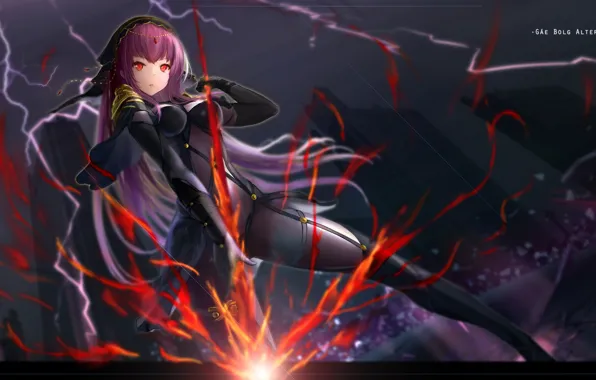 Girl, weapons, anime, art, Fate/Stay Night, Fate stay night