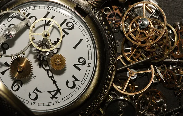 Watch, mechanism, art, dial, details