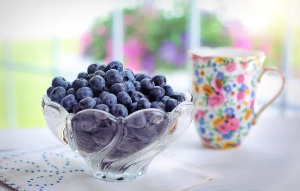 Berries, blueberries, Cup