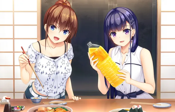 Picture girl, bottle, anime, fujisaki haruka, sarashina, Natural Vacation