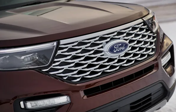 Picture Ford, the hood, grille, SUV, Explorer, Platinum, 2020