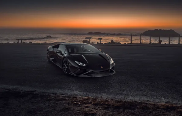 Picture car, Lamborghini, sky, sea, Huracan, Novitec Lamborghini Huracan EVO RWD