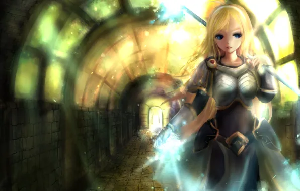 Picture girl, weapons, magic, the tunnel, art, league of legends, lux, zhang xiao bo