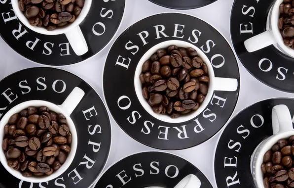 Picture coffee, mugs, grain, espresso, espresso