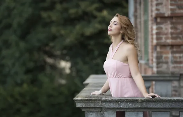 Face, model, hair, dress, balcony, Deborah