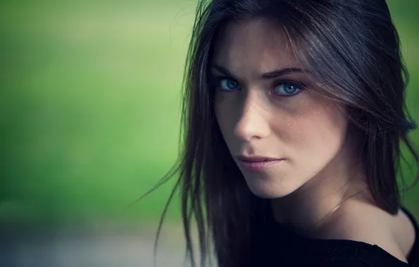 Look, girl, background, portrait, makeup, brunette, hairstyle, in black
