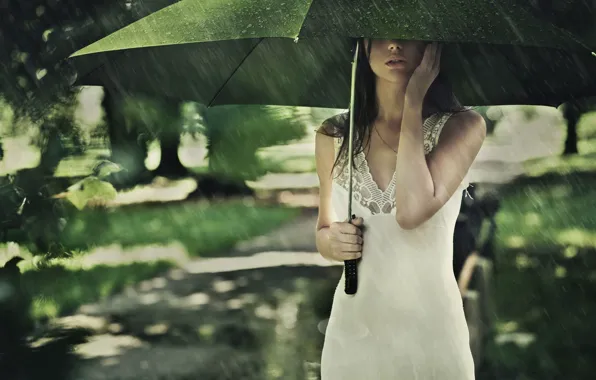 Picture summer, girl, rain, mood, umbrella