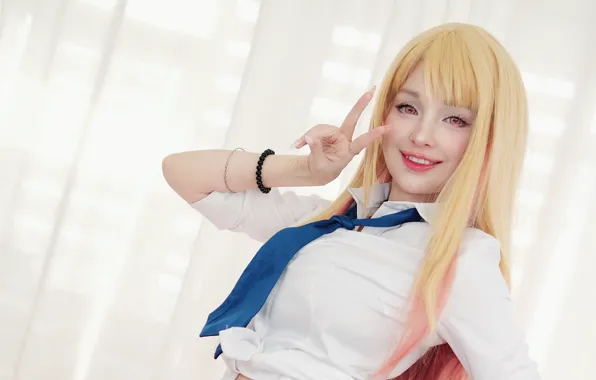 Girl, long hair, smile, beautiful, pretty, lips, face, cosplay