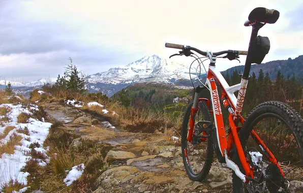 Mountains, nature, sport, halt, mountain bike