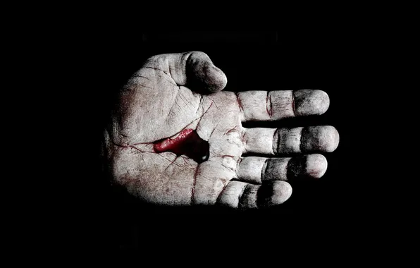 BACKGROUND, BLACK, BLOOD, HAND, FINGERS, PALM