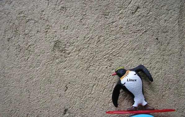 Wall, toy, penguin, Linux, Linux